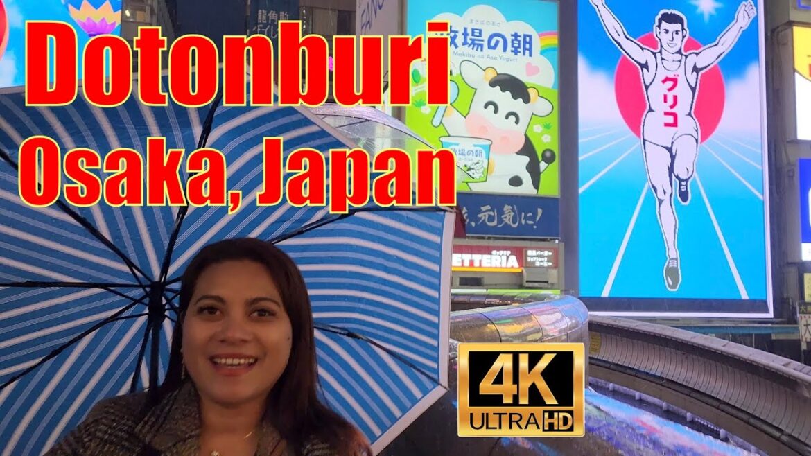 Walking tour of GLICO MAN on the canals of DOTONBURI in Osaka, Japan.