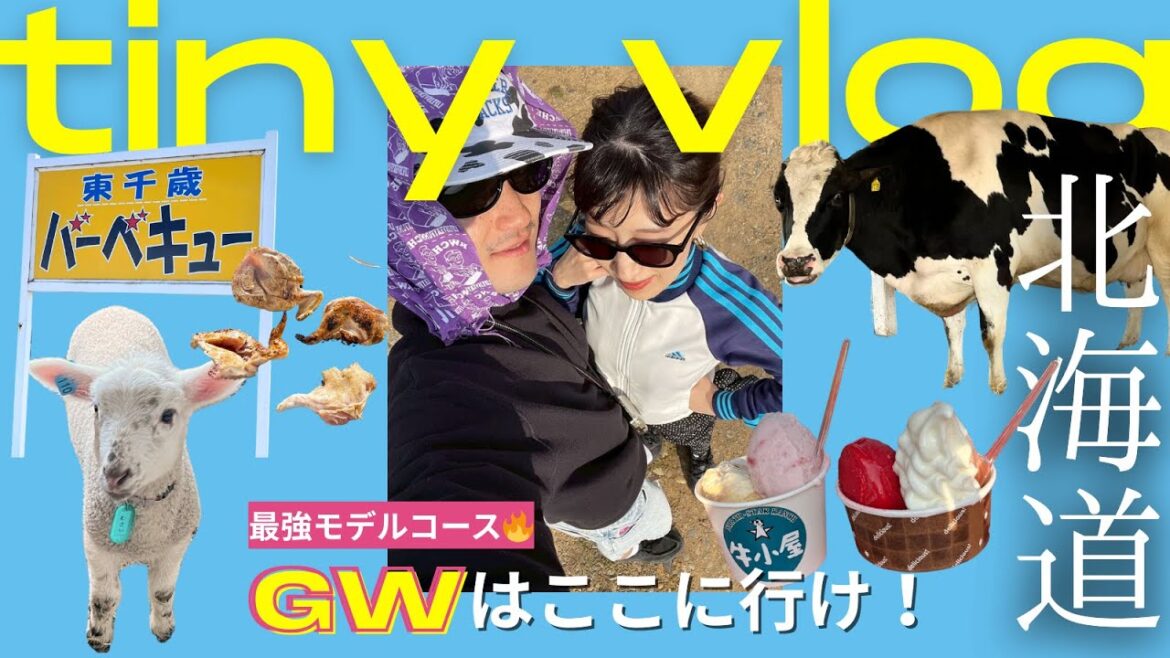 【vlog】新千歳空港から車で30分🚗最高のグルメ&レジャーを満喫✨ 東千歳バーベキュー🥓/ハイジ牧場🐄/牛小屋のアイス🍦