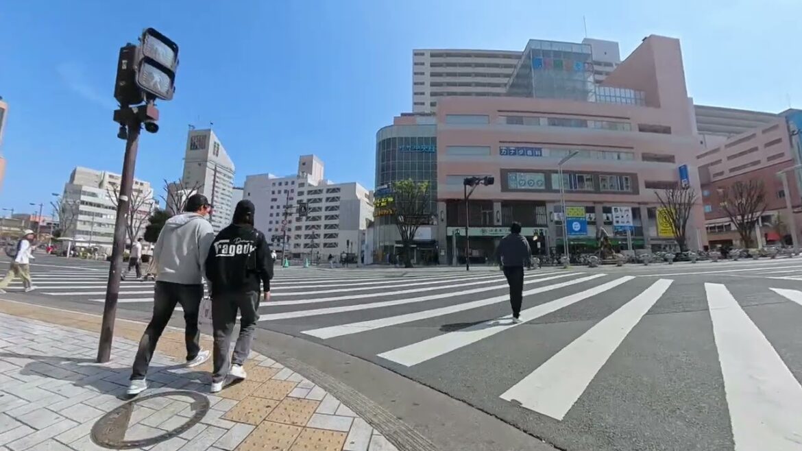 Walking in the city of Hamamatsu , Japan