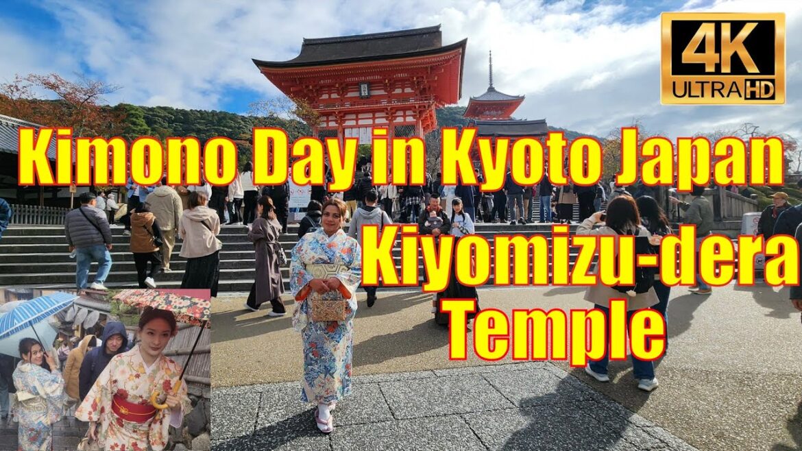 Walking tour of Kimono day wandering the traditional walkways in Kyoto Japan