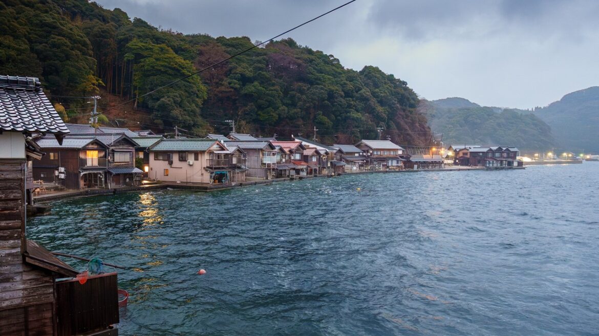 Boathouses in Morning Rain, Walking Ine Fishing Village | Yoza, Japan 4K