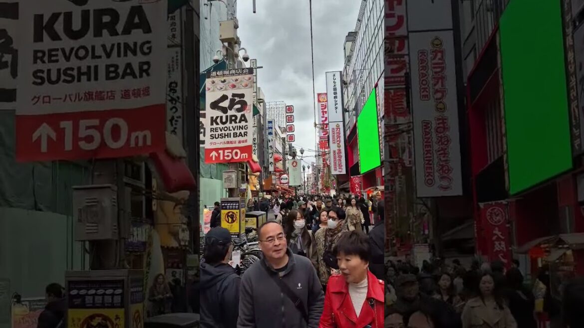 Walking on the Dotonbori Streets in Osaka Japan