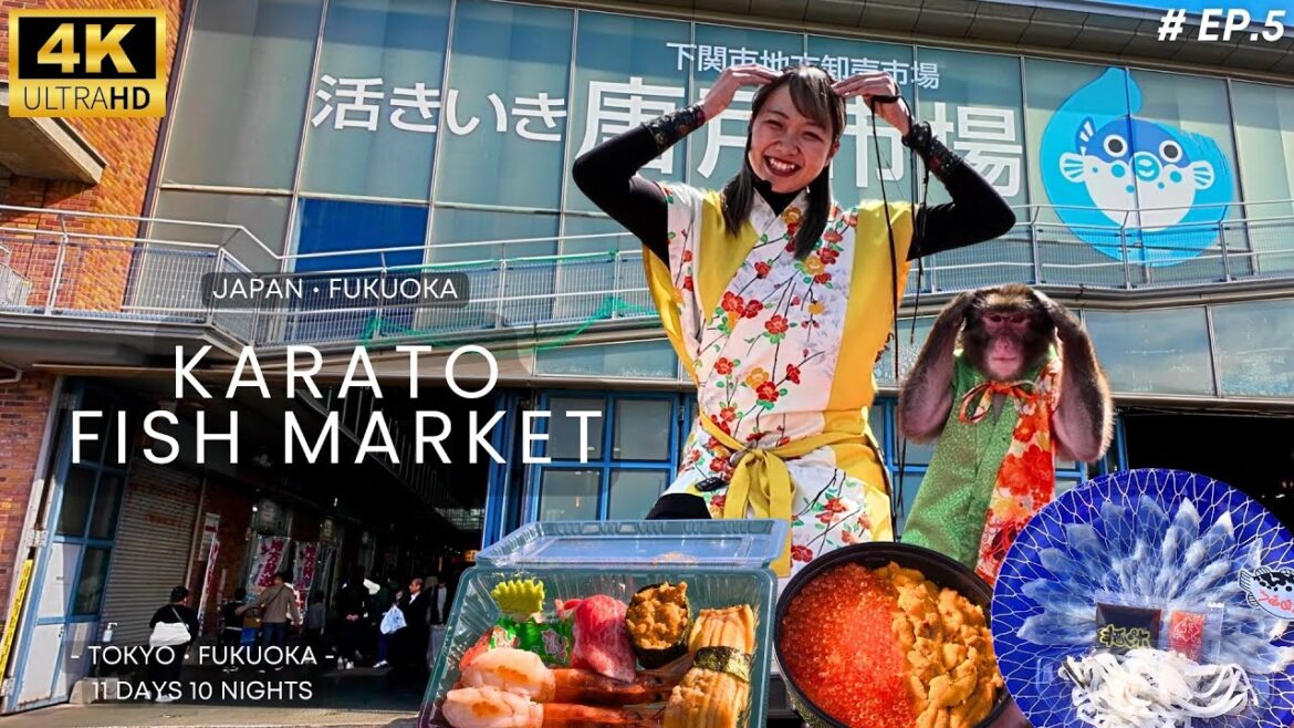 Fukuoka | 🐡Epic Seafood Hunt at Karato Fish Market – Fresh Sushi & Ocean View You Can't Miss! 🍣