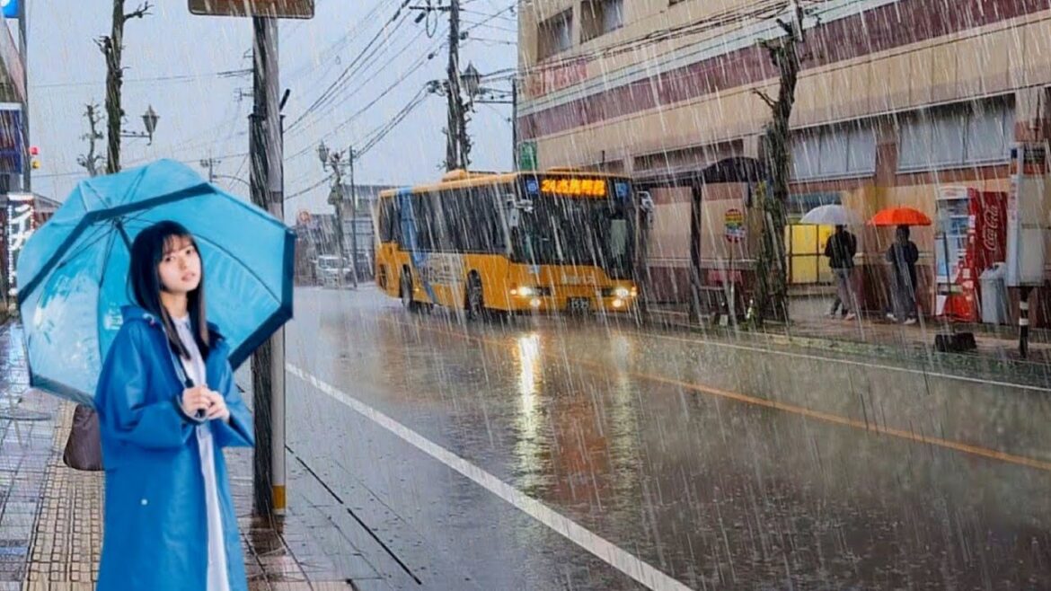 Heavy Rain In kagoshima Japan. Relieve stress and sleep better with the sound of heavy rain