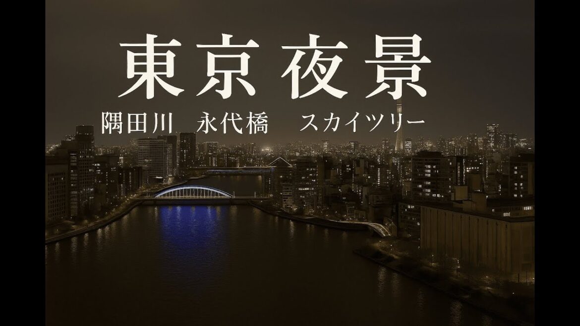 隅田川と東京夜景|月島から望む永代橋とスカイツリー|チルなLo-fi音楽 隅田川と東京夜景|月島から望む永代橋とスカイツリー|チルなLo-fi音楽