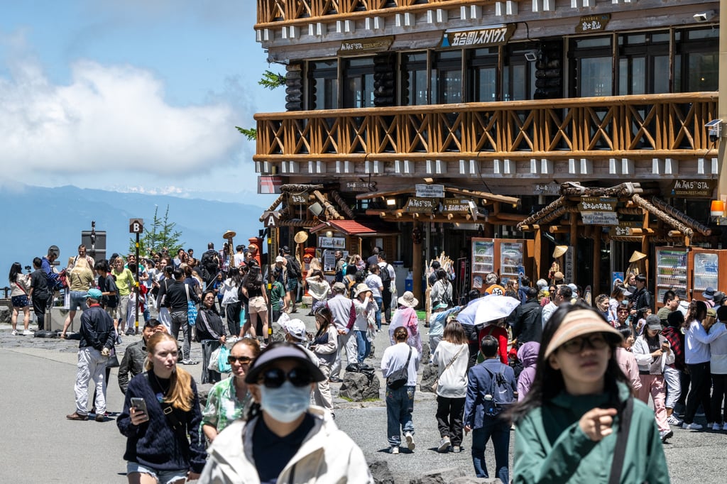 Tourists gather at the current restaurant and shopping area near Fifth Station on Mount Fuji. Photo: AFP