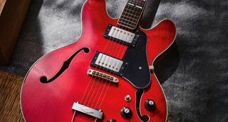 Typical of the so-called ‘Lawsuit Era’ electrics made in Japan is this 1975 Ibanez copy of a Gibson ES-335