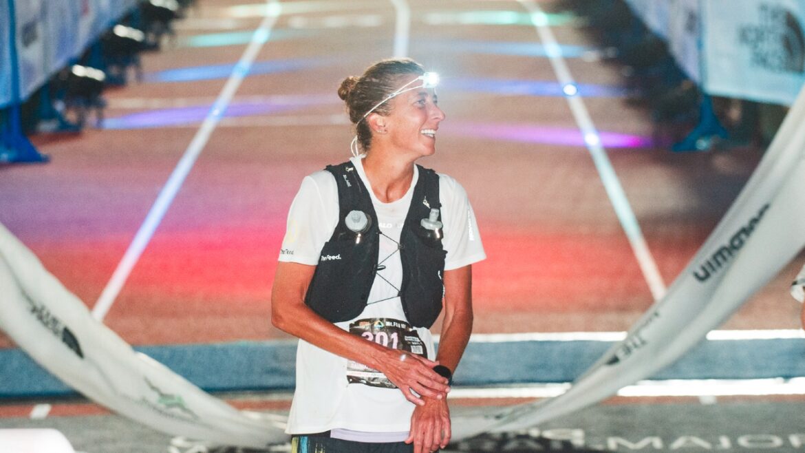She’s a ‘world-class superstar’ – Mt. Fuji 100 rivals laud Dauwalter display | Trail Running News Courtney Dauwalter crosses the finish line Mt Fuji 100 Photo credit: Fuji Hakone Izu Trail Support - Gran Canaria World Trail Majors