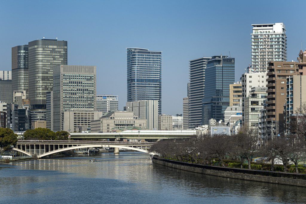 Four Seasons Hotel Osaka overlooks Osaka and Yodo River