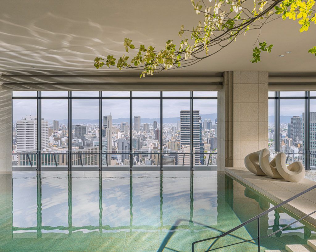 The 16-meter infinity pool, with views of Osaka