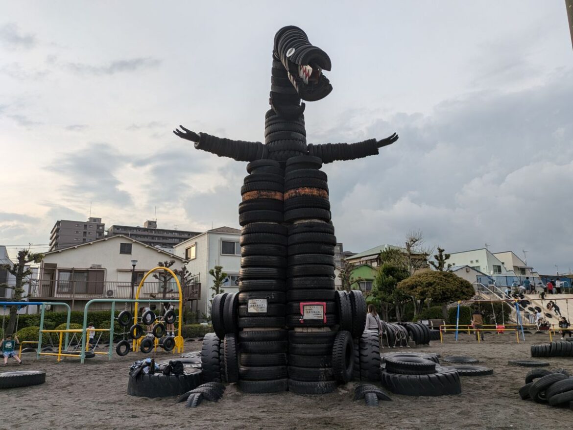 Hidden Wonders | A Tokyo Park Made Almost Entirely from Tires Tire Park Godzilla