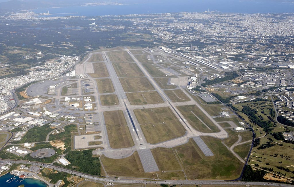 An aerial view of Kadena Air Base on Okinawa’s main island in southern Japan. Photo: Kyodo