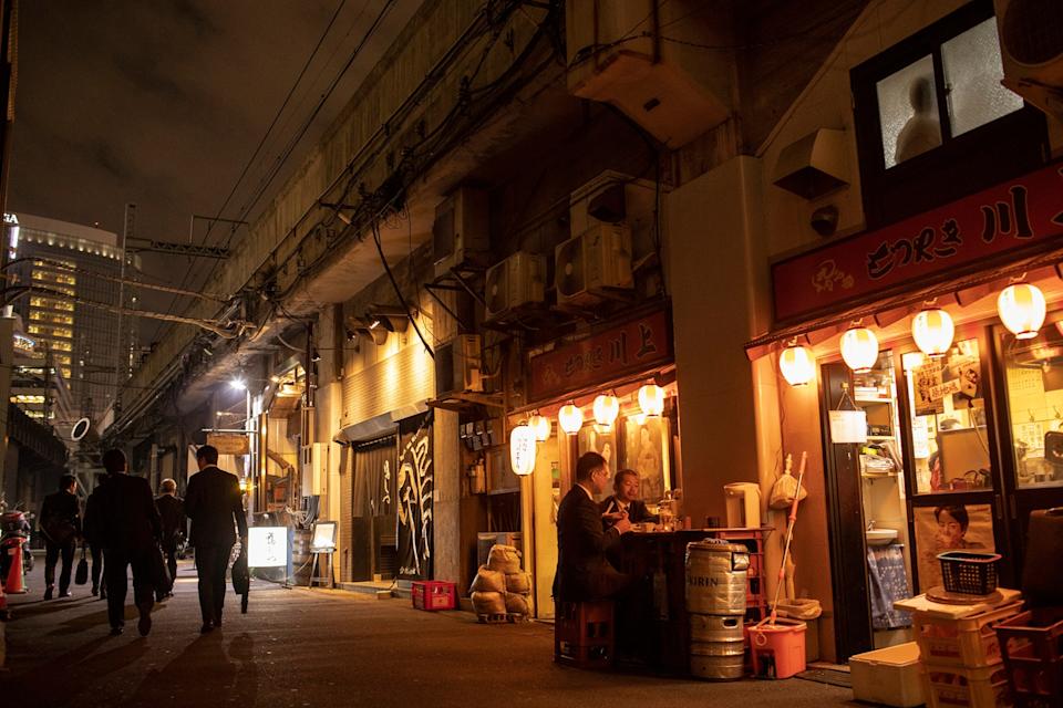 Friday nightlife in the Yurachucho and Shimbashi neighborhoods of Tokyo.