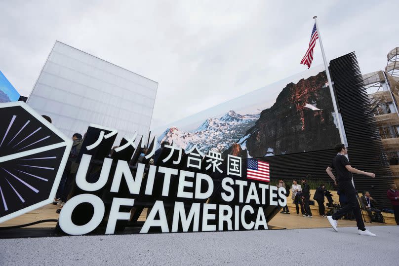 The US pavilion is seen on the opening day of the Expo 2025 in Osaka, central Japan, Sunday, April 13, 2025