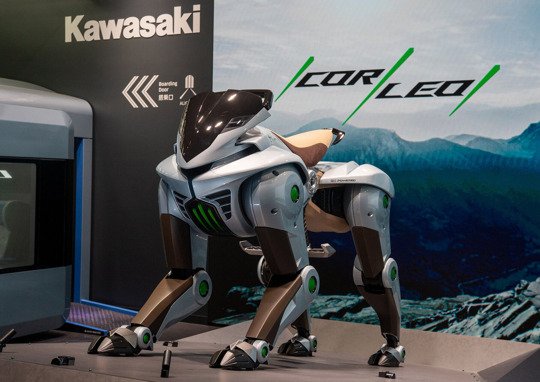 kawasaki unveils CORLEO, a four-legged robot with hooves that walks, rides, and climbs