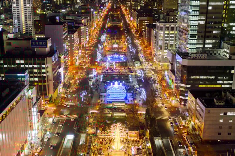Sapporo Odori Park seen from a high building