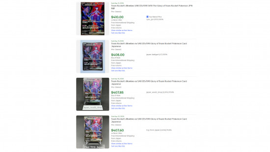 Team Rocket's Mewtwo sales on eBay