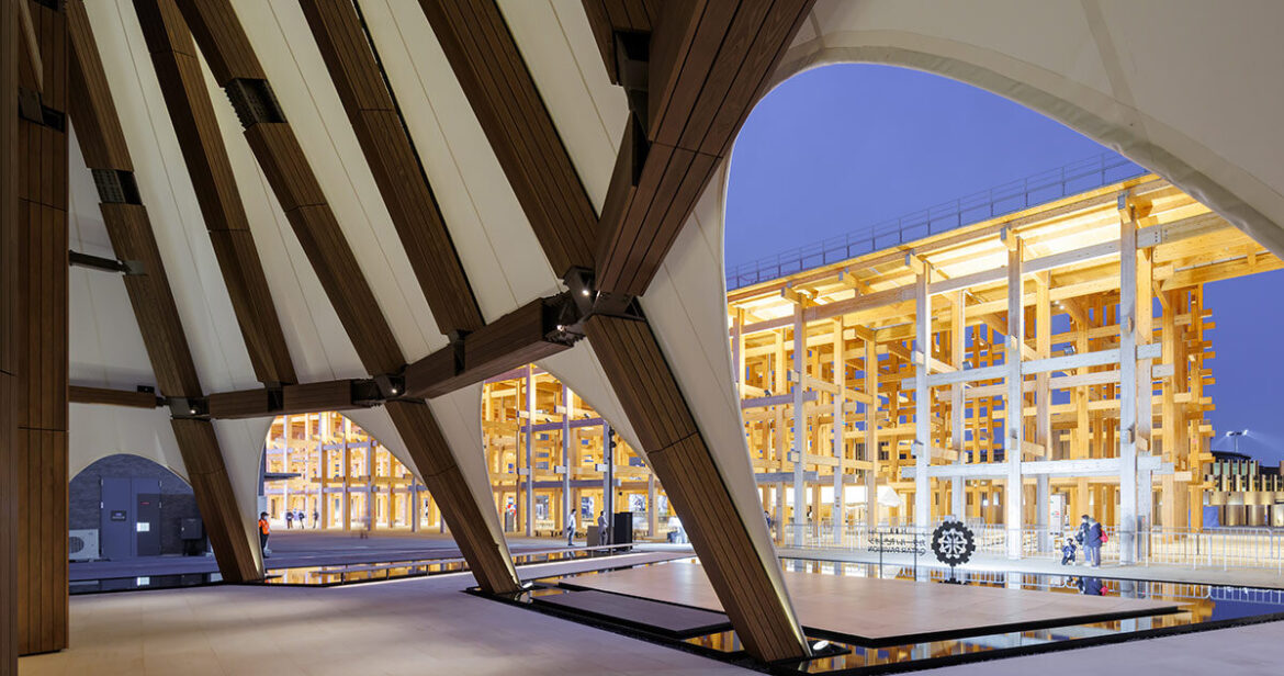 kengo kuma’s qatar pavilion in osaka highlights qatari ships and japanese joinery kengo kuma's qatar pavilion in osaka highlights qatari ships and japanese joinery