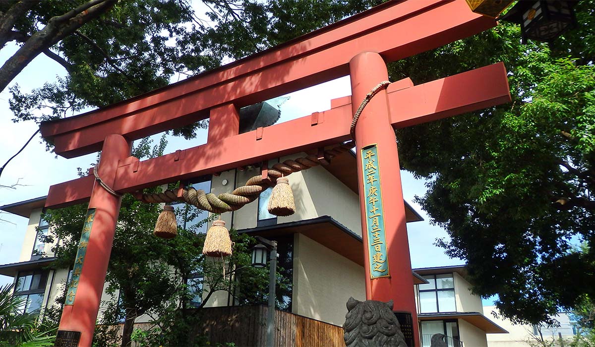 Red torii gate of Suga shrine, a shinto shrine in Shinjuku, Tokyo in summer. Pic: Shutterstock
