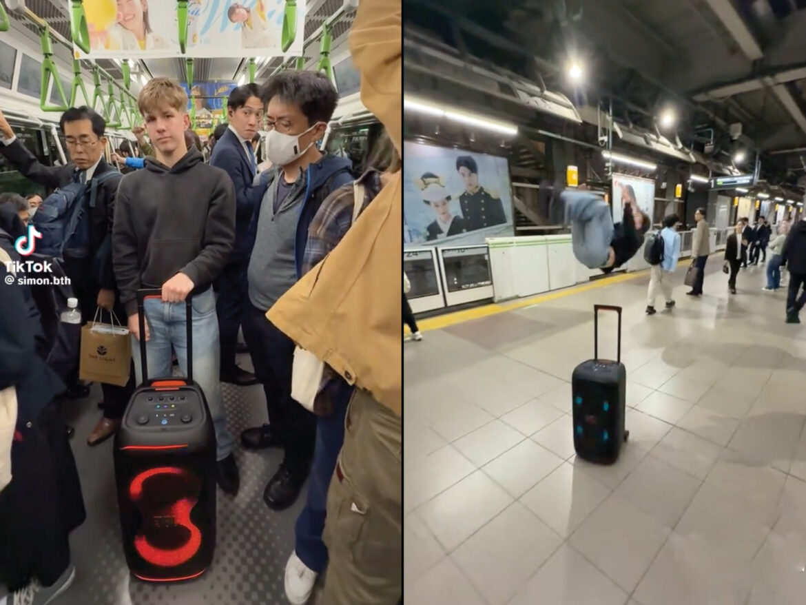 sigma boy nuisance tiktoker on train in tokyo