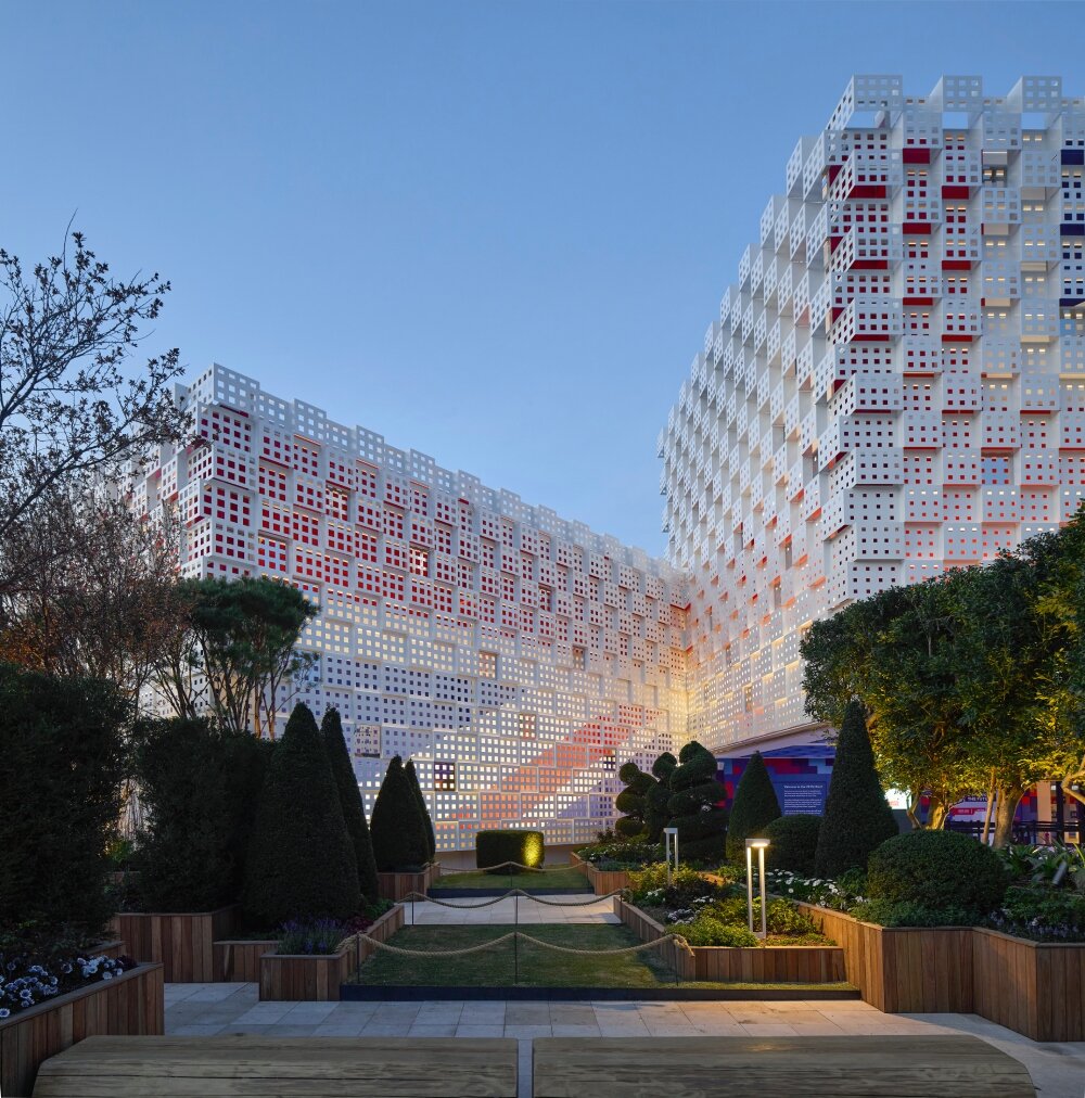 UK pavilion's punched aluminum skin by WOO recalls industrial heritage at expo 2025 osaka