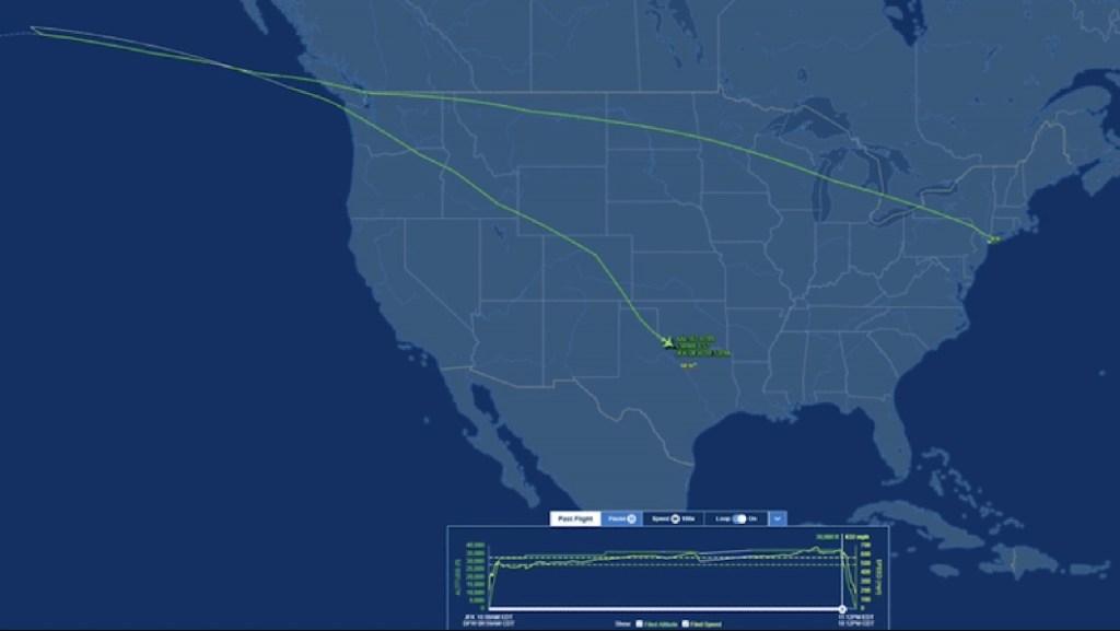 AA 167 flight path from FlightAware.