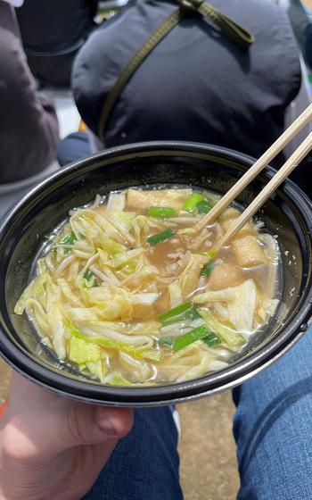 Chanko nabe, a traditional stew of meat and vegetables popular with sumo wrestlers, is served at Yasukuni Shrine in Tokyo, April 14, 2025.