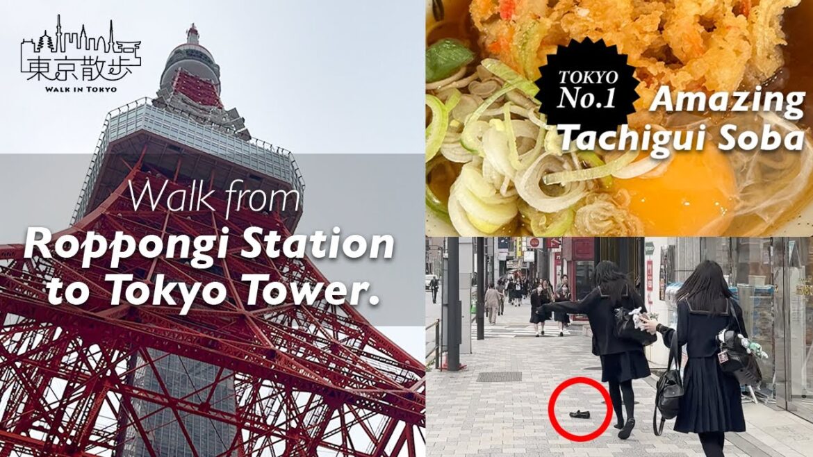 Walk from Roppongi Station to Tokyo Tower | Best Standing Soba Spot!