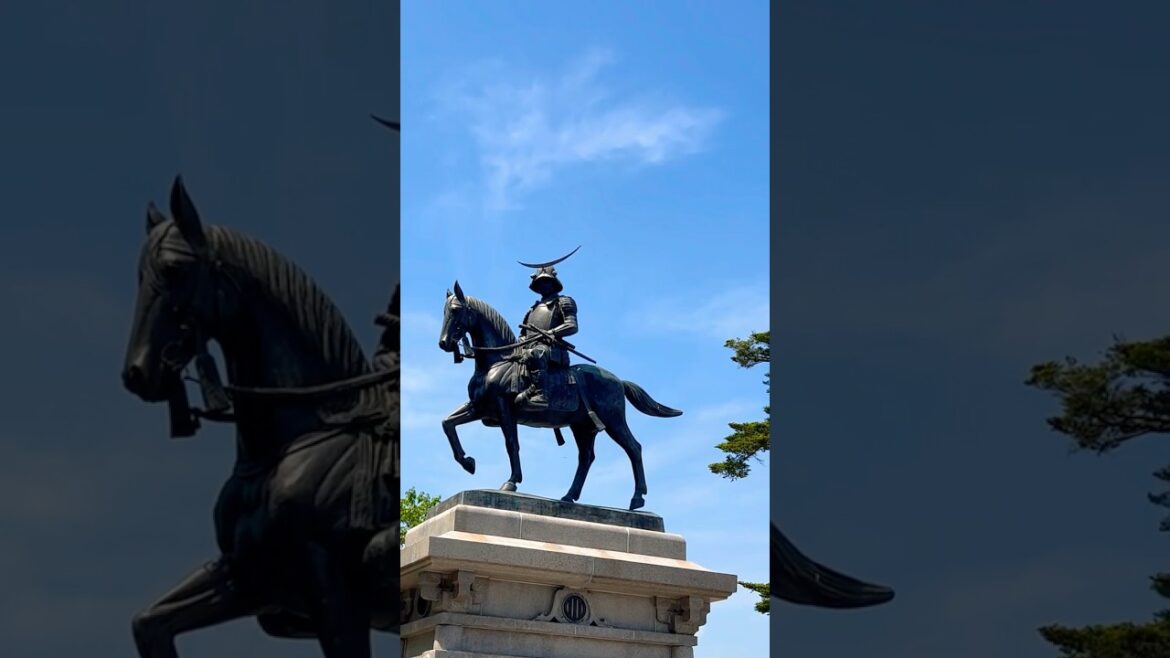 仙台城本丸跡（伊達政宗公騎馬像）✨城下には地下鉄東西線を走る電車が見え眺めも美しい#japantravel #東北#travel #宮城県 #仙台#伊達政宗#城跡#青葉山#nature #shorts