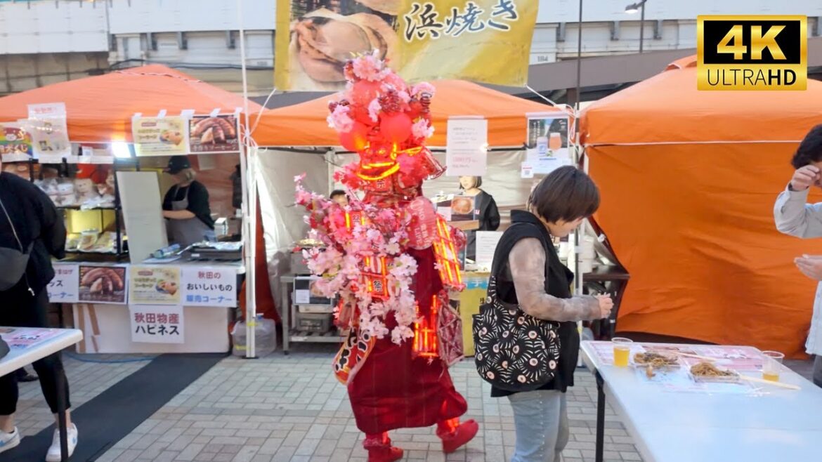 Happy hour on Friday night in Tokyo, Ueno - Sake Fair [4K 60fps ASMR]