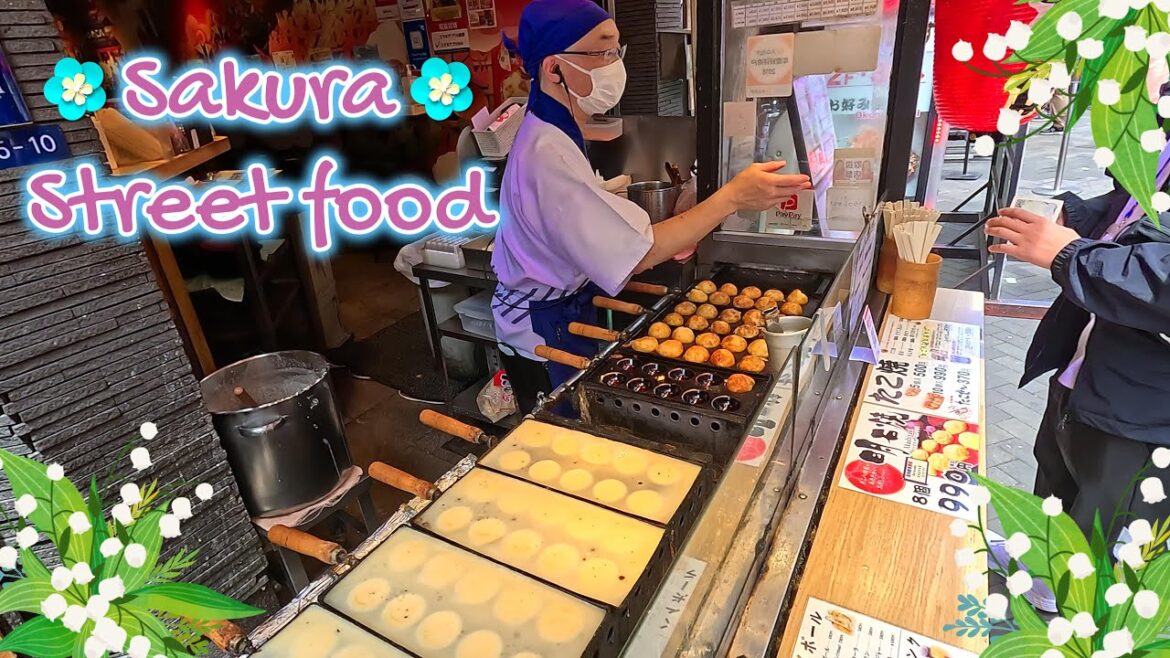 💮 Sakura 💮 Street Food 🍙🍜 tour 🚶🏻‍➡️| Japanese cuisine