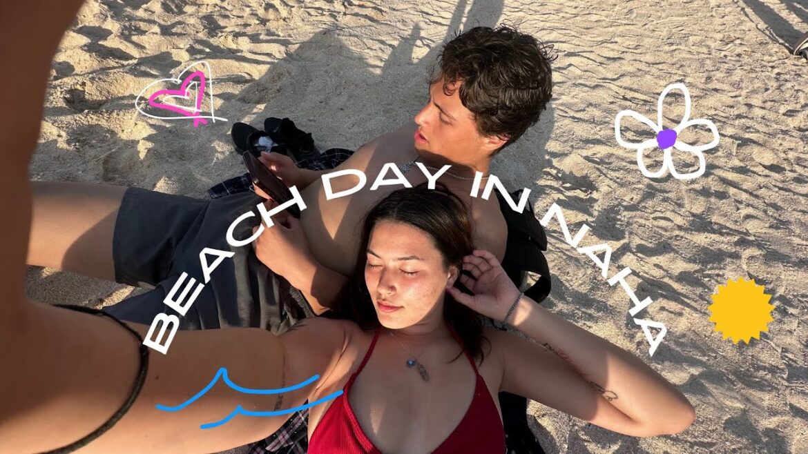 beach day and exploring a little of naha || what we ate• beach •spend the day with us • backflips