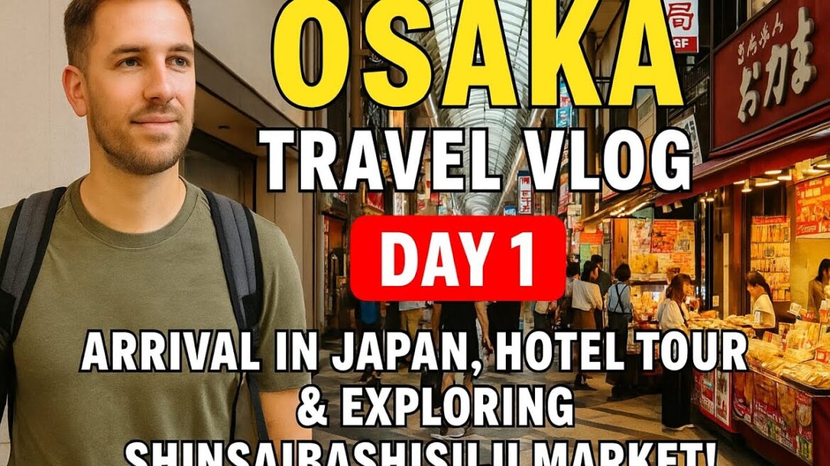 Osaka Travel Vlog Day 1 | Arrival in Japan, Hotel Tour & Exploring Shinsaibashisuji Market!