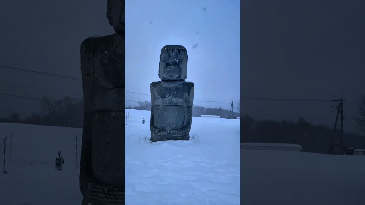 Moai statues at Makomanai Takino Cemetery #japan #japantravel #sapporo #hokkaido #travel #winter