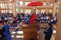A parade reenacting the Korean Joseon Tongsinsa traditional diplomatic mission is seen at the Grand Ring for a National Day event at the Expo 2025 Osaka, Kanai in Osaka's Konohana Ward, May 13, 2025. (Mainichi/Rintaro Nagasawa)