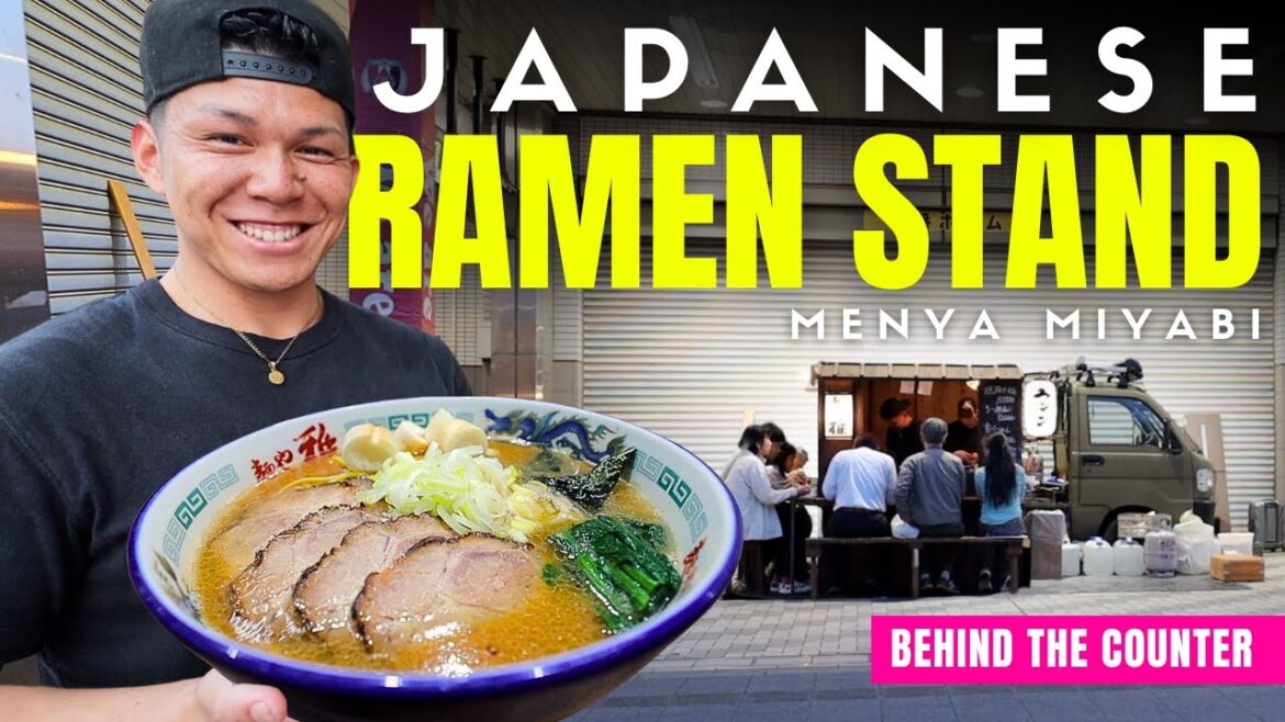 Behind the Counter at a Japanese Ramen Yatai Stand Behind the Counter at a Japanese Ramen Yatai Stand