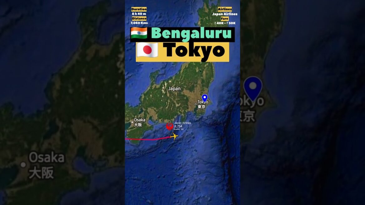 BENGALURU 🇮🇳 to JAPAN 🇯🇵 Flight Route ✈️ Japan Airlines Flight JL754 BENGALURU 🇮🇳 to JAPAN 🇯🇵 Flight Route ✈️ Japan Airlines Flight JL754