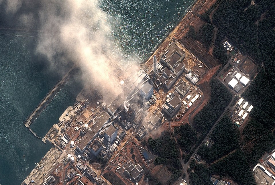 Satellite image of the Fukushima Dai-ichi Nuclear Power Plant after explosions.