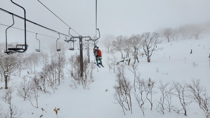Snowy lift in Japan