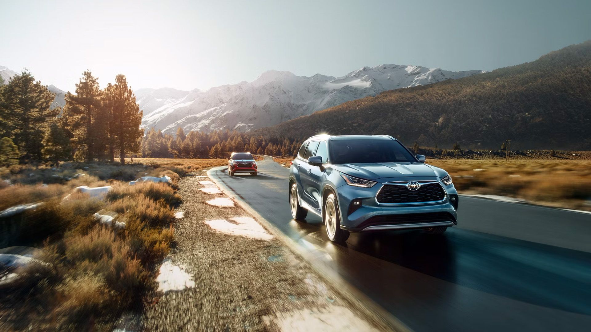 Two 2024 Toyota Highlander Hybrids Driving