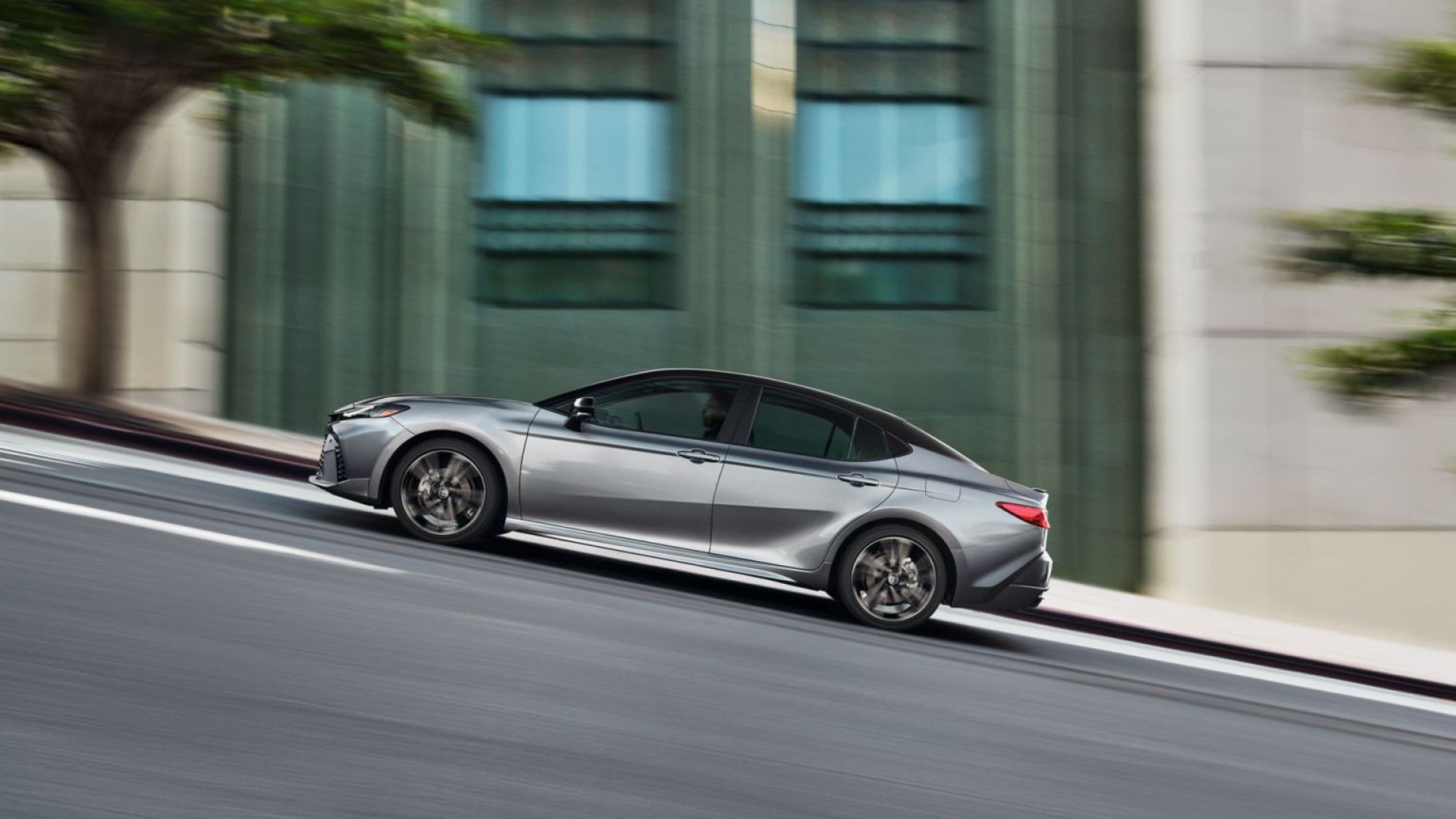 Silver Toyota Camry profile