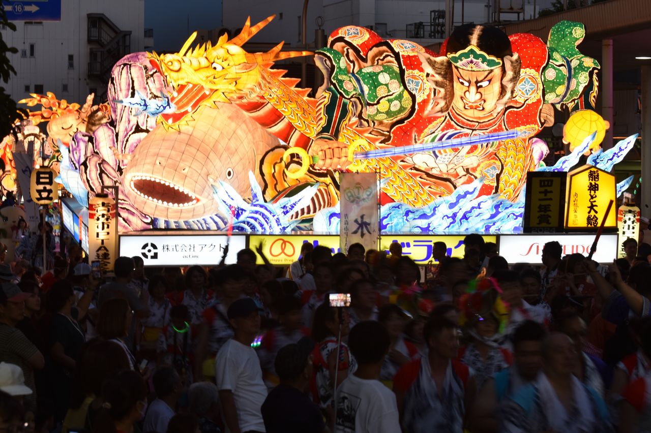 A float at the Aomori Nebuta Matsuri in August 2024. (© Jiji)