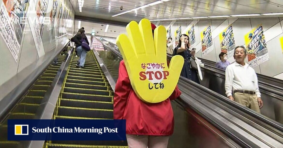 Japan’s Nagoya city deploys ‘Stop and Stand Squad’ in bid to reduce accidents on escalators
