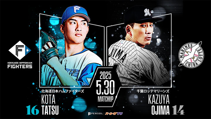 Will Kota Tatsu continue to pitch well and Kazuya Ojima continue to win? | Pacific League Hokkaido Nippon-Ham Fighters pitcher Kota Kota Tatsu (left) Chiba Lotte Marines pitcher Kazuya Ojima (right) ©PLM