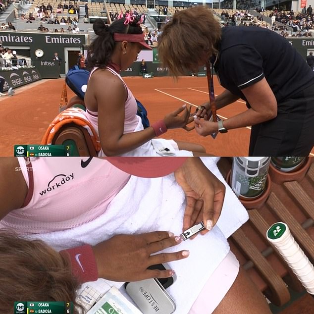The four-time Grand Slam winner had her nails clipped before crashing out of the French Open