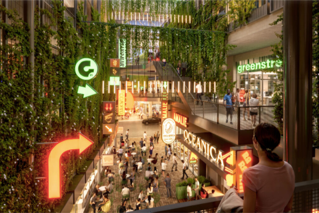 Rendering shows vision for GreenStreet redevelopment project in Downtown, Houston.