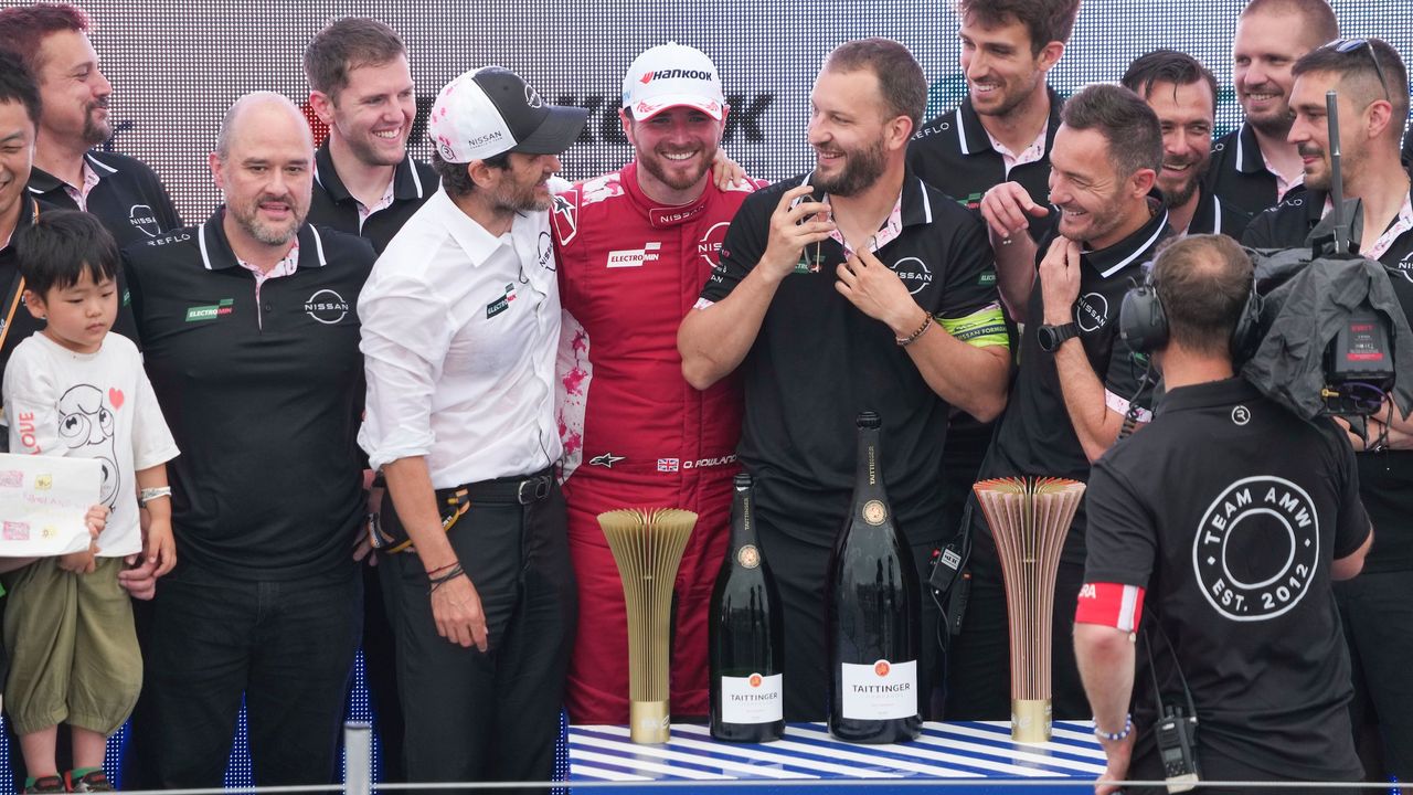 Rowland podium celebration
