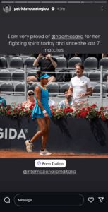 Screengrab of Naomi Osaka's coach Patrick Mouratoglou's Instagram stories (@patrickmouratoglou)