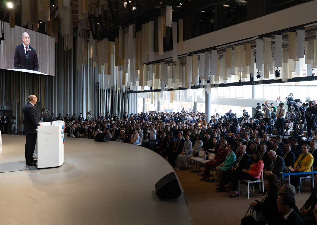 President Rumen Radev at the ceremony to mark Bulgaria Day at EXPO 2025 in Osaka on 18 May.