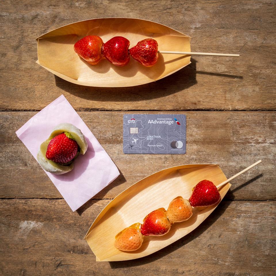 Sweet and satisfying, strawberry daifuku from Tsukiji Solatsuki combines the vibrant freshness of ripe strawberries with the soft, chewy texture of mochi—pure bliss in every bite. Earn 2X AAdvantage® miles at restaurants with the Citi® / AAdvantage® Platinum Select® card. Learn more here.